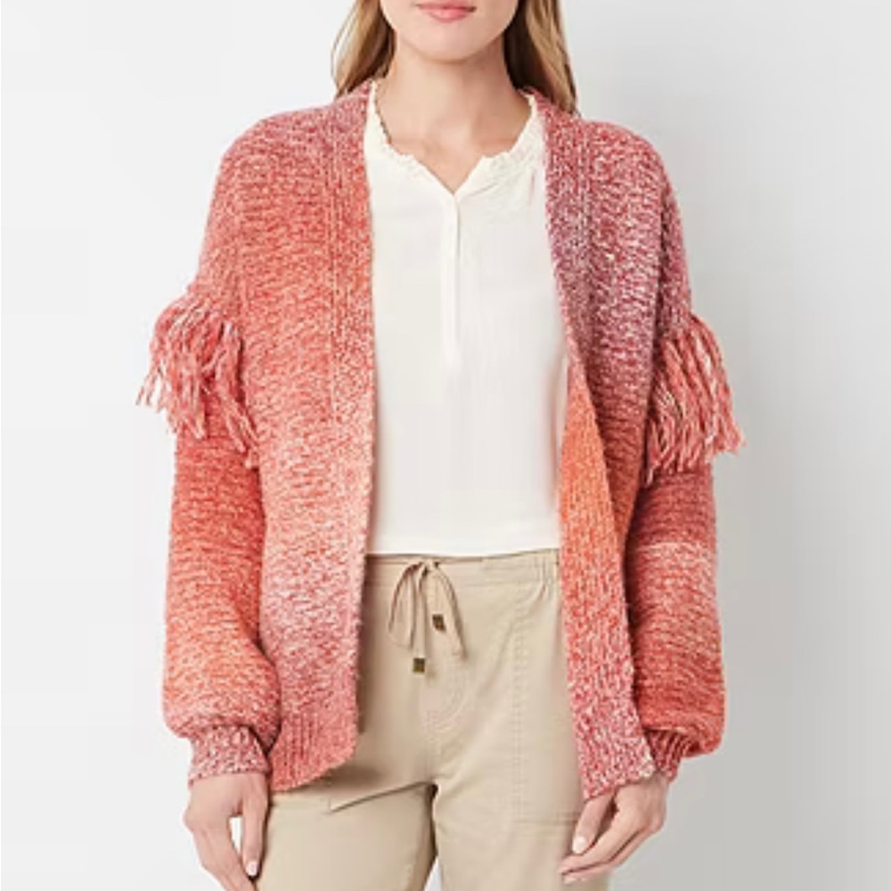 💕FRYE AND CO plush fringe cardigan|| Size Small